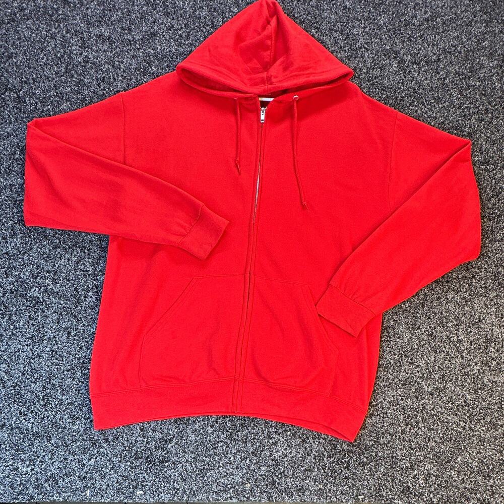 Athletic Works Men's Red Full Zip Hooded Fleece Hoodie Pockets L
